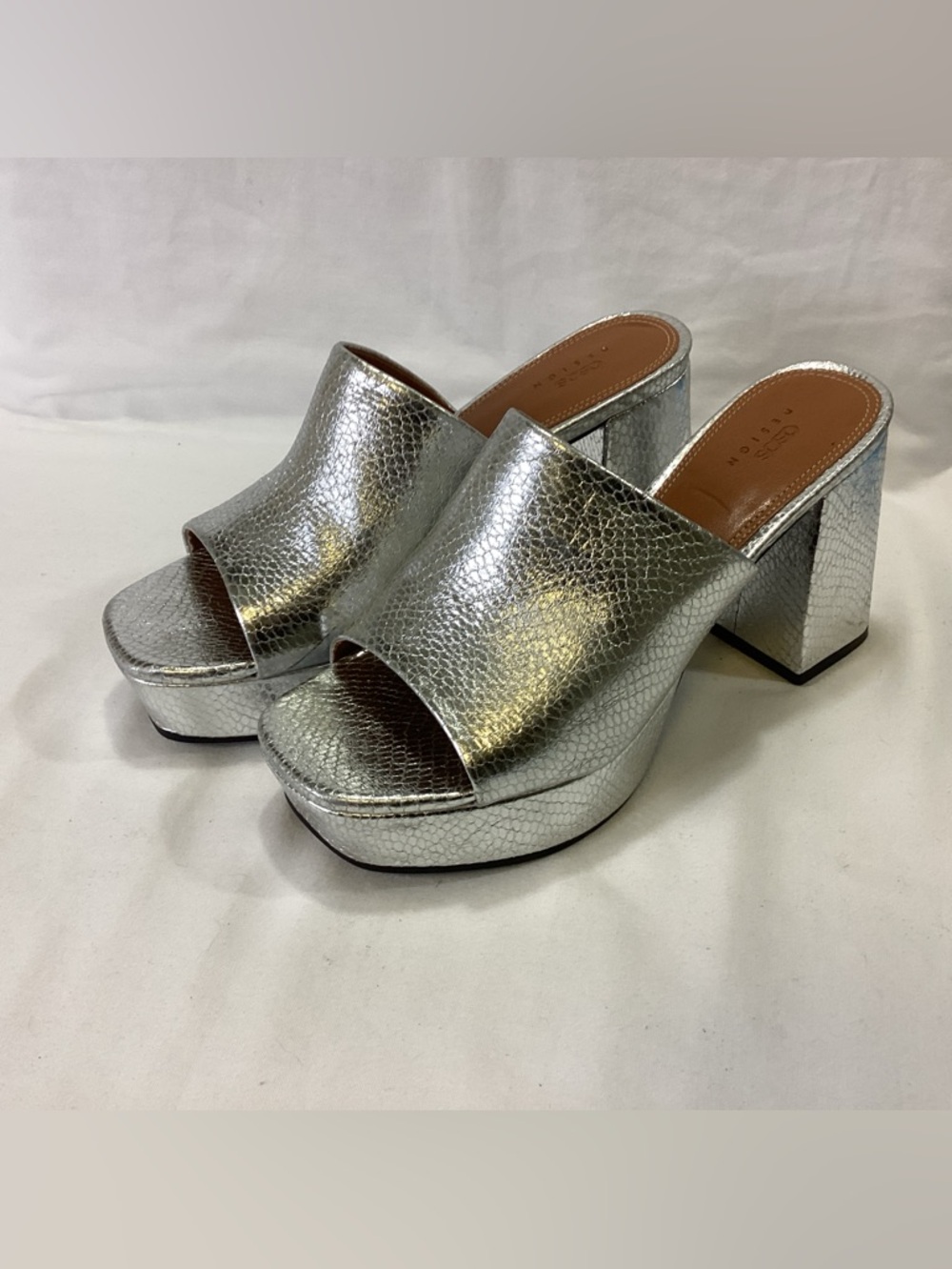 ASOS Platform Open-Toe Mule in Silver SZ 6
